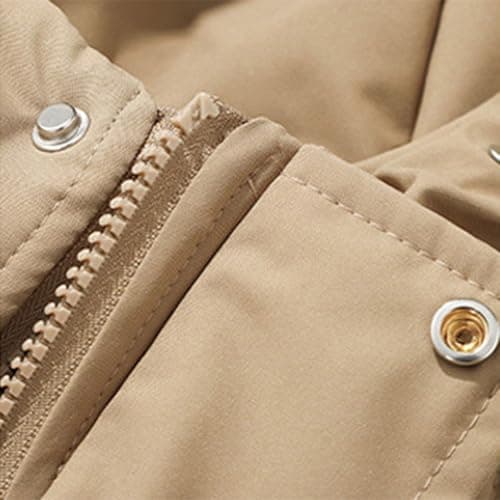 Anbiryeik Women Winter Puffer Down Jacket Hooded Waterproof Quilted Short Coat with Pockets Lightweight Ladies Parka Jackets Zip Up Windproof Packable Casual Warm Outwear for Travel Outdoor Khaki M — view 2