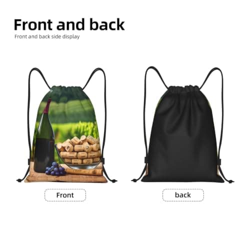 S Drawstring Wine Bottle Corks Grapes Print Bags Backpack Sport Storage — view 5