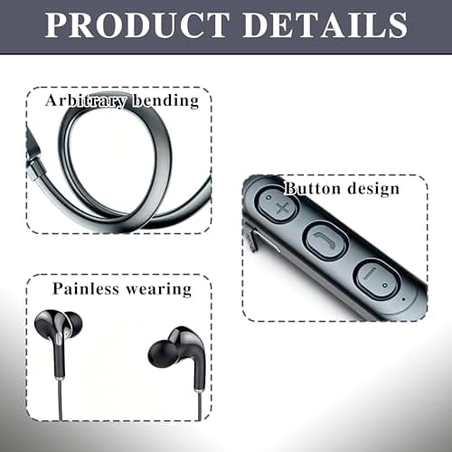 Ucfalfo Neckband Bluetooth Earphones, Neckband Earphone Wireless Bluetooth, Running Headphones IPX Waterproof Sweat Resistant Earbuds with Noise Cancelling, for Gym Cycling Home Office — view 3