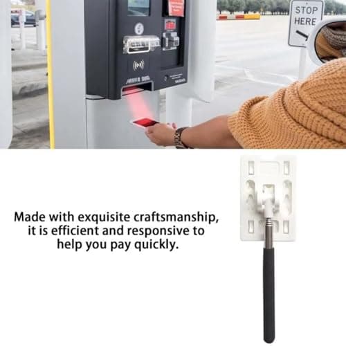 Contactless Card Holder with Extendable Handle, Telescopic Credit Card Clip for Car Parks and Tolls, Portable Stainless Steel Reach Pole for Easy Payments (Purple) — view 5