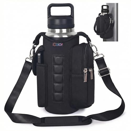 icolor Magnetic Gym Bag Water Bottle Holder Carrier with Strap & Phone Pockets, Φ3.9 Gym Magnetic Bag 5 Built-in Magnets Gym Accessories Organizer Sling Small Gym Bag Pouch for Men Women