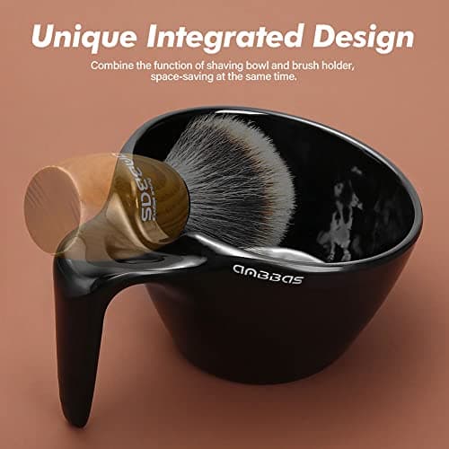 Anbbas Shaving Brush Set,Vegan Favor Nylon Bristles Brush with Food-Grade Melamine POP Mug for Lathering and 3.5oz Shaving Soap Refill for Men Wet Shave,Women Girls Hair Removal — view 3