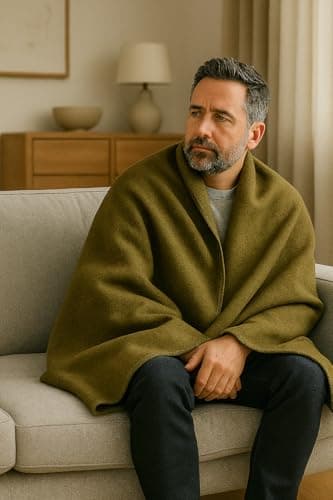 Military Khaki Wool Blanket, 200x155 cm - Heavy Duty Thick Warm and Durable Wool Weighted Throw Blanket for Camping, Hiking, Survival, Emergency Or Travel — view 4
