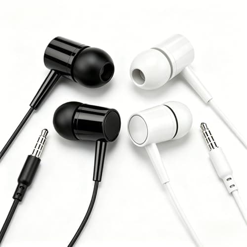 3.5mm Earbuds Wired 2 Pack, Wired Headphones Built-in Microphone & Volume Control, Compatible with Smartphone, Computer