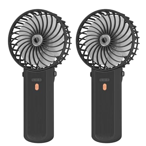 Lepwings Handheld Fan Rechargeable 2 Pack, Foldable Portable Mini Fan with 4 Speeds, USB-C Battery Operated Personal Desk Fan, Lightweight Cooling Fan for Travel, Office, Home and Outdoor Use-Black