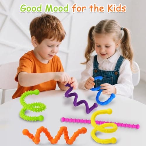OSDUE Silicone Fidget Toys Sensory Stick, 6 Pack Textured Calming Sensory Toys or Autism Kids, Anxiety Relief for Activities Essential, Airplane Travel Toy for Kids Adults — view 6