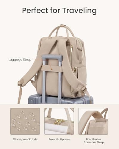 LOVEVOOK Backpack Womens, 15.6 inch Laptop Rucksack Bag for Ladies With Carrier Pocket for Large Cup, Hand Luggage Travel Backpack Waterproof College School Bag Casual Daypacks for Work Business Uni — view 5