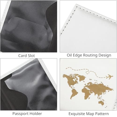 ILIYAH Passport Cover UK Waterproof Passport Holder Travel Accessories Passport Protector Women PU Leather Passport Holders (White) — view 2