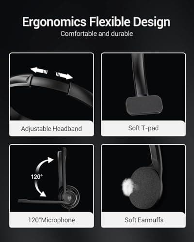 NUBWO HW02 USB Headset with Microphone Noise Cancelling & in-line Control — view 4
