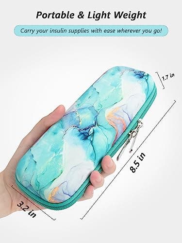 SUNMON Insulin Cooler Travel Case with 2 Ice Packs, Insulated Medication Organiser for GLP-1 & Insulin Pens, Hard EVA Shockproof & Waterproof Carrying Case (4-6H Cooling, Green) — view 3