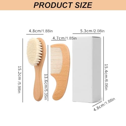 Sustainable Baby Grooming Set with Beechwood Comb and Woolen Brush for Safe Bathing and Daily Hair Care Baby Grooming — view 3