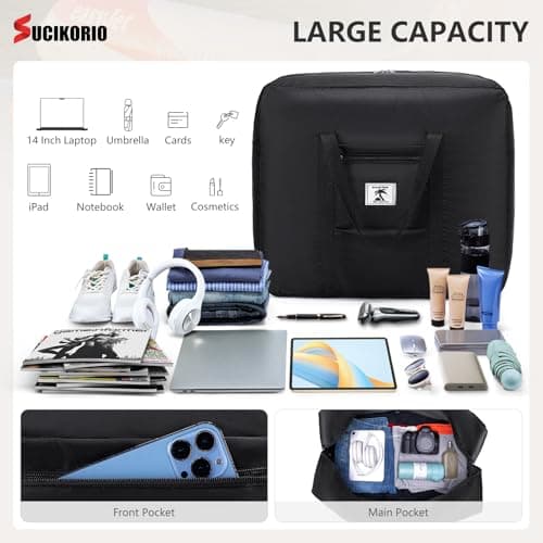 SUCIKORIO 56x45x25cm Jet 2 New easyJet Large Cabin Bags Underseat, 63L Waterproof Travel Duffle Bag Foldable Hand Luggage Bags Cabin Size Hospital Weekend Carry On Airport Bag for Planes, Men, Women — view 6