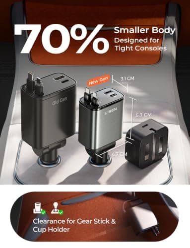 LISEN Retractable Car Charger Fast Charge 84W Car Accessories Gifts for Men — view 4