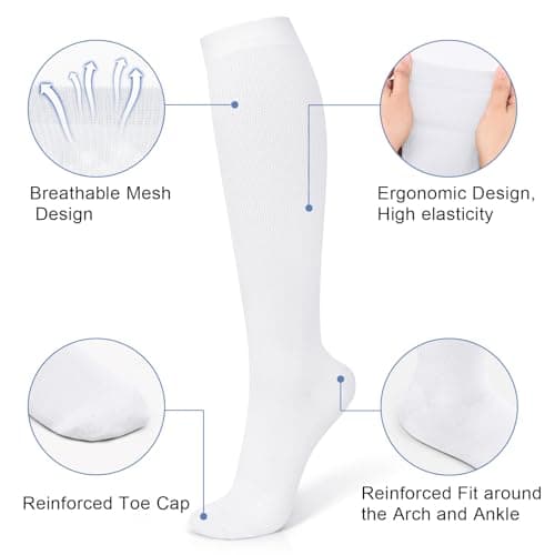 Oumida 2 Pairs Compression Socks for Women and Men, 15-20 mmhg Support Socks Stockings for Swelling, Running, Flight, Nurse, Flight — view 2