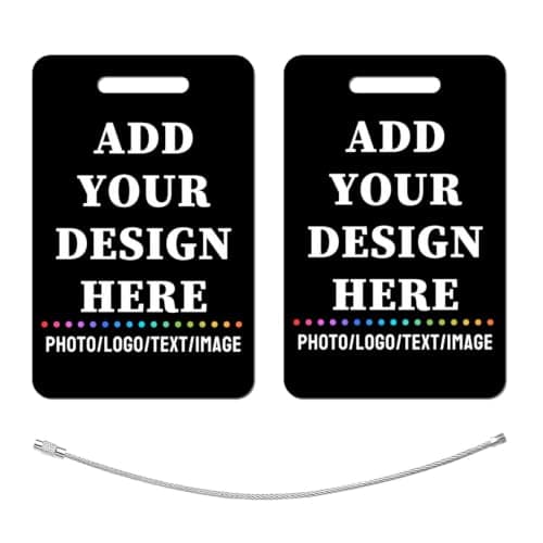 Personalised Luggage Tags Custom Metal Luggage Name ID Tag with Stainless Steel Loop Custom Suitcase Labels Travel Baggage Tag for Airport, Stroller, Crew Bag Business Trip Gift for Travellers Friend