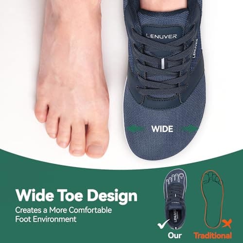 gitzing Barefoot Shoes for Womens Mens Wide Outdoor Trail Minimalist Running Trainers Walking Shoes Lightweight and Breathable Sneakers Unisex-Classic Blue 10.5 UK(45 EU) — view 2