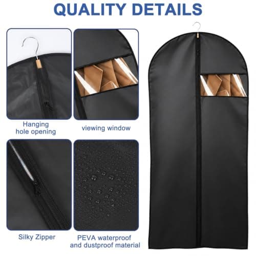 Acual 2 Pack Dress Bags Covers Long 60 x 140 cm, PEVA Garment Bags — view 3