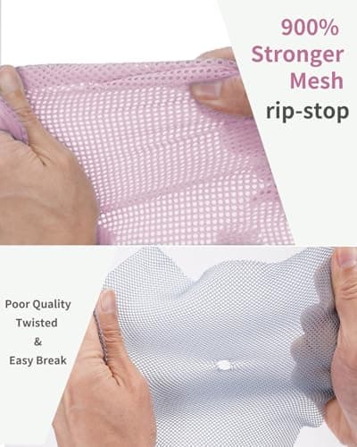 ECOHUB Packing Cubes for Suitcase, 6pcs Suitcase Organiser Bags with Tag, Recycled Travel Organiser Packing Bags for Backpack, Rip-stop Mesh Luggage Packing Organizers, Pink (Patent Pending) — view 3