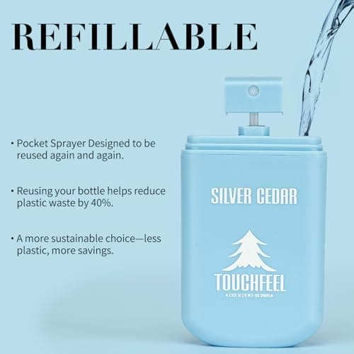 Power Mist Hand Sanitizer Spray, Scented Hydrating Hand Sanitizers Travel Size Refillable, Pocket Portable 3-Pack (Silver Cedar) 0.93Fl Oz 460-Sprays Each — view 5