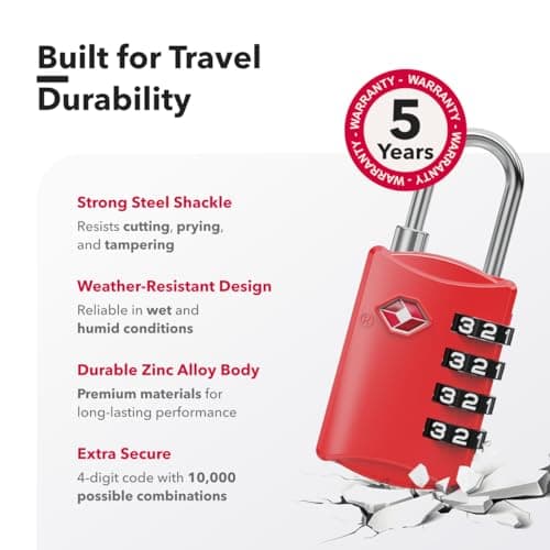 NovLock Suitcase Padlocks, TSA Approved Luggage Locks, Travel Padlocks — view 6