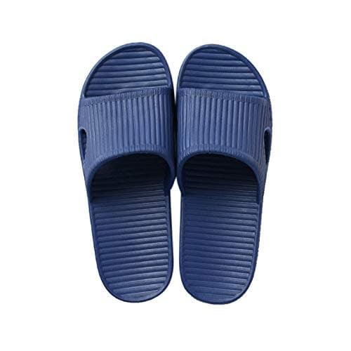 JoWebb Unisex Slippers for Women/Men, Light Weight Flat Slide Sandals Shower Sandals Flip Flops for Indoor Garden Bathroom Poolside M-Blue