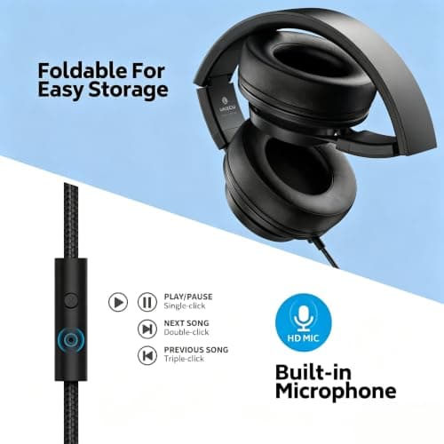 MIXCU 10-Pack Classroom Headphones for Schools, Bulk Wired 3.5mm Jack — view 4