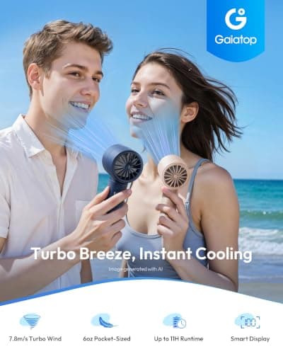 gaiatop Powerful Handheld Fan Rechargeable, High Speed 100-Level Turbo Fan — view 3