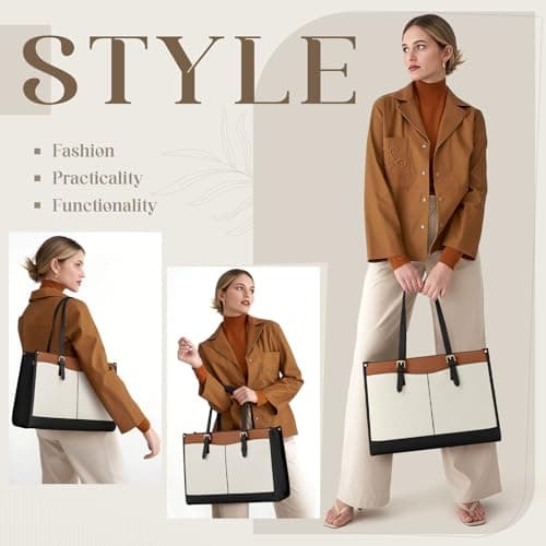 RAINSMORE Laptop Work Bags for Women with Insulated Lunch Compartment Large — view 3