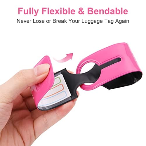 Flintronic 3 PCS Luggage Tags, Silicone Baggage Labels, Suitcase ID Tag Set, Handbag Tag Labels Travel Accessories for Checked Luggage, Hand Luggage and Handbags — view 3