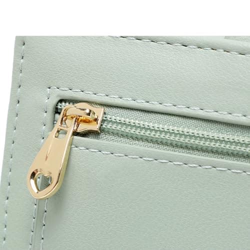 Wallet For Women Slim Bifold Rfid Blocking Credit Card Holder Wallets Zipper Pocket Purse With Id Window (Green One Size) — view 2
