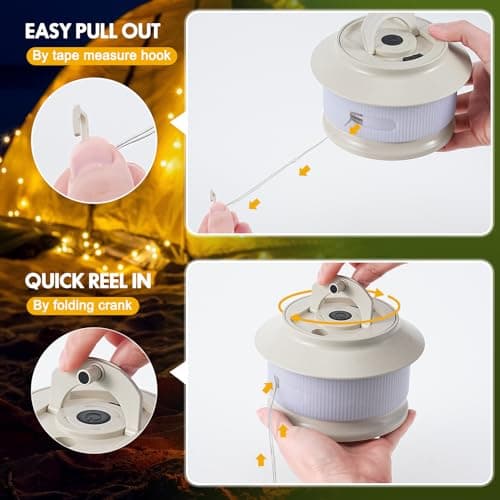 Camping String Lights, 20M/65.6FT String Storage Camping Lamp with 5 Lighting Modes USB Rechargeable Waterproof Multicolor Fairy Lights Reel Lanterns for Outdoor/Indoor/Yard/Tent/Festival Decorations — view 3