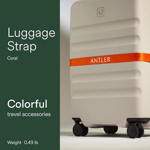 ANTLER Luggage Strap for Suitcases - Travel Accessories, Adjustable, Easy ID & Personalization, Heavy Duty & Durable, 67 in x 1.4 in, Coral Orange, Luggage Strap, Antler Classic 35mm Strap Coral — view 2