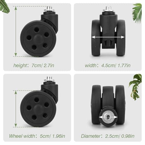 Vivikivi 2 Pcs Suitcase Wheels Replacement 50mm Luggage Wheels, LN-5 — view 2