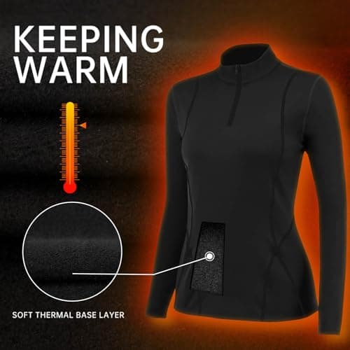TERODACO Base Layer Women Half Zip Ski Thermal Tops 02513 Black M — view 4
