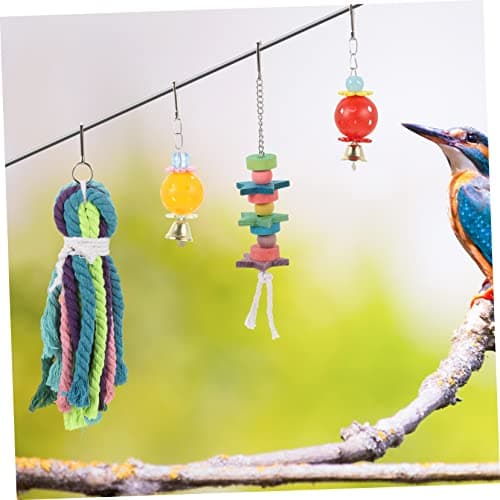 Happyyami Parrot Foraging Toys 6pcs Cotton Rope Wood Hanging Set — view 4