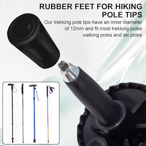 4Pcs Walking Stick Tip Trekking Pole Tips Replacement Protectors Rubber Tip — view 4
