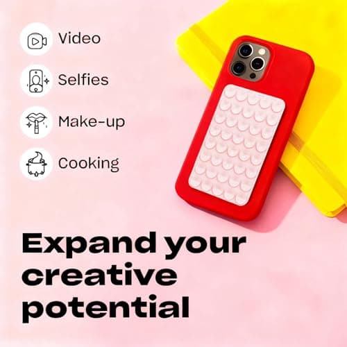 3-Pack Silicone Suction Phone Mount with Adhesive Base - Universal Anti-Slip Holder for iPhone, Samsung, Google Pixel & More - Secure Multi-Surface Grip for Car (Pink) — view 3
