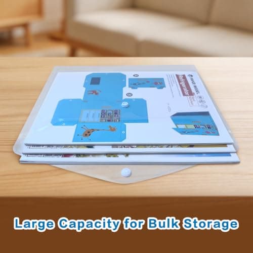 Plastic Wallets, 6Pack A4 Documents Popper Wallet File Folders — view 5