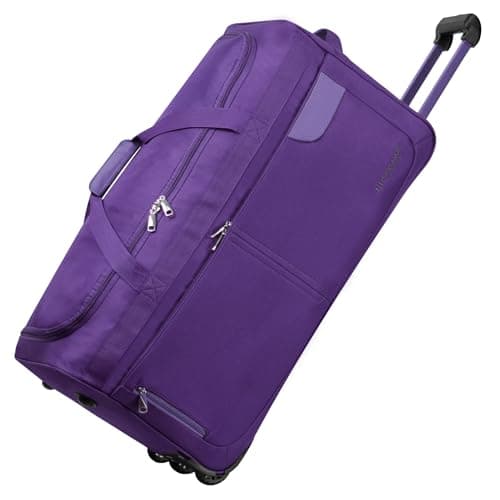 Rocklands® Lightweight Luggage Rolling Holdall Suitcase Wheeled Duffle Bag Cargo Sport Travel Bag RL501 (Purple, Large - 32" (H84 x L42 x W40 cm))