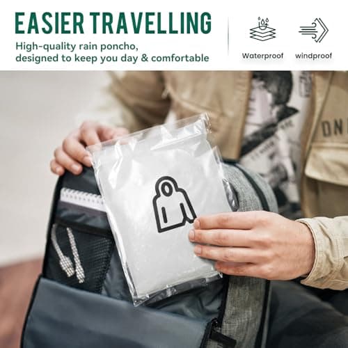 Aolegoo 2 pack of Rain Ponchos, Portable Adults Waterproof Ponchos, Reusable raincoat with Hoods for Camping, Hiking Travel, Amusement Parks, Festival Mac (White) — view 6