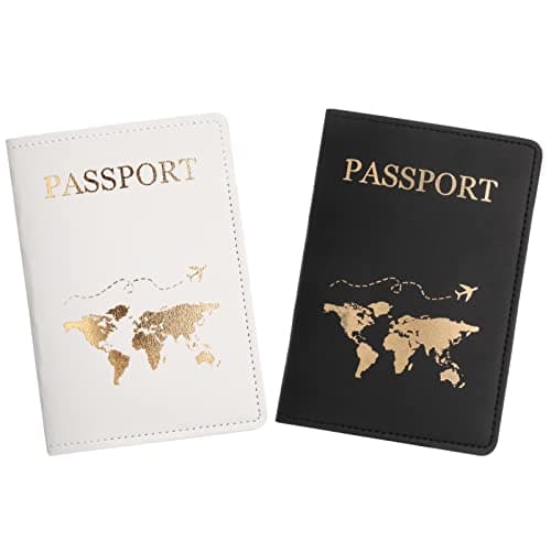 Firlink 2 Pcs Passport Holder, PU Leather Passport Cover