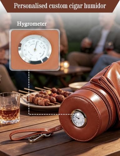 Personalised Leather Travel Humidor Case with Name Storage Holder — view 5