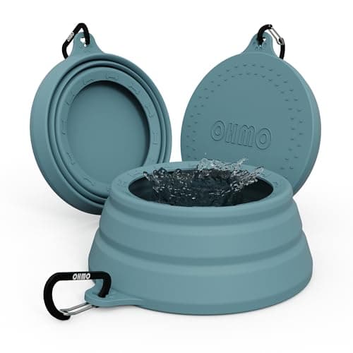 OHMO Non Spill Collapsible Dog Bowl, 700 ml, Light Blue
