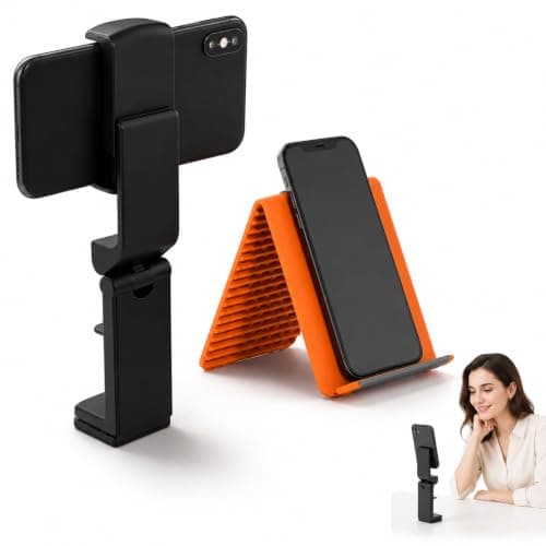 CAWRUKP 2PCS Silicone Phone Holder for Plane Travel, Mobile Phone Stand with Adjustable Design, Black and Orange Bendable Travel Accessories