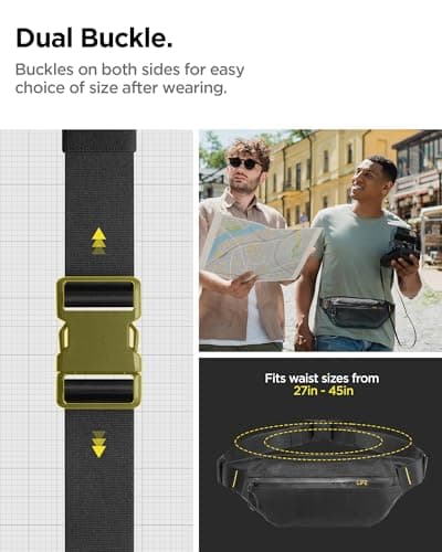 Spigen Life Klasden Waist Bag KD411 Belt Bag for Men and Women Belt Bag for Travel, Sports and Outdoor Activities - Black — view 5
