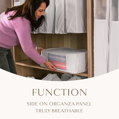 Luxury Organic Cotton Sweater Storage Bags in White - 18" + 20" - Cashmere Garment Bags - Breathable & Moth Proof Organizers for Clothing - Carbon Neutral — view 4