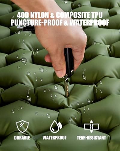 AKSOUL Self Inflating Sleeping Camping Mat: Lightweight & Compact Air Inflatable Camp Mattress with Built-in Foot Pump Thick Bed Roll Sleep Pad for Hiking BackpackingTravel — view 4