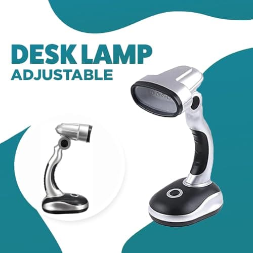 Garden Mile Portable Desk Lamp | Battery Powered 12 White LED Light Table Lamp | Flexible Cordless Wireless Bedside Lamps | Modern Lighting for Camping Home Office Computer Desk — view 4