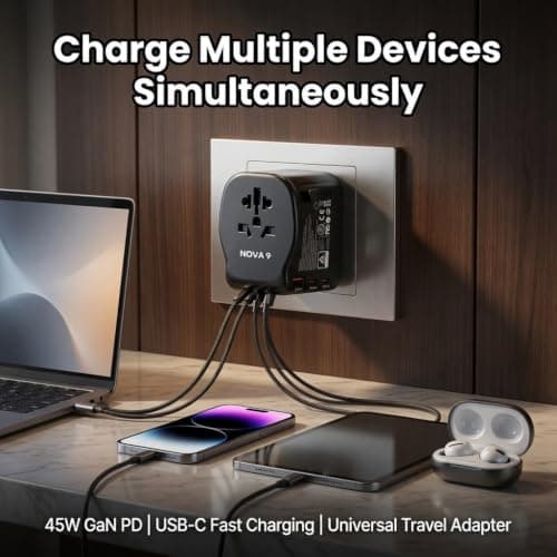 65W GaN Travel Adapter USB-C PD Fast Charge Universal Worldwide Plug UK EU — view 4