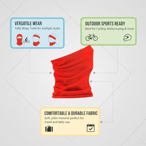 Rocking Party Adults Balaclava Snood Neck Tube Plain Paisley Scarf Travel Cover (Red) — view 3